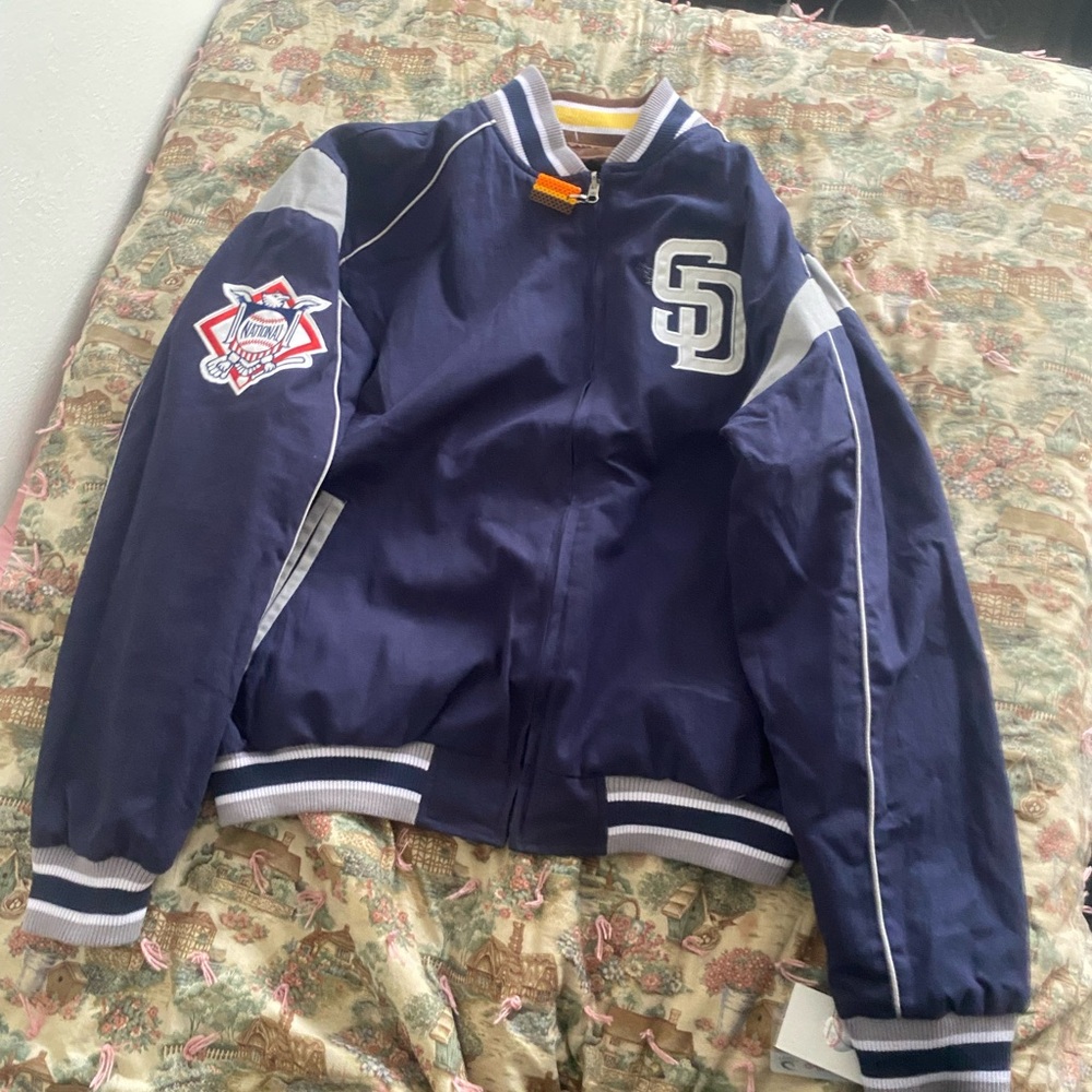 Navy Blue Varsity Jacket With Patch - image 1